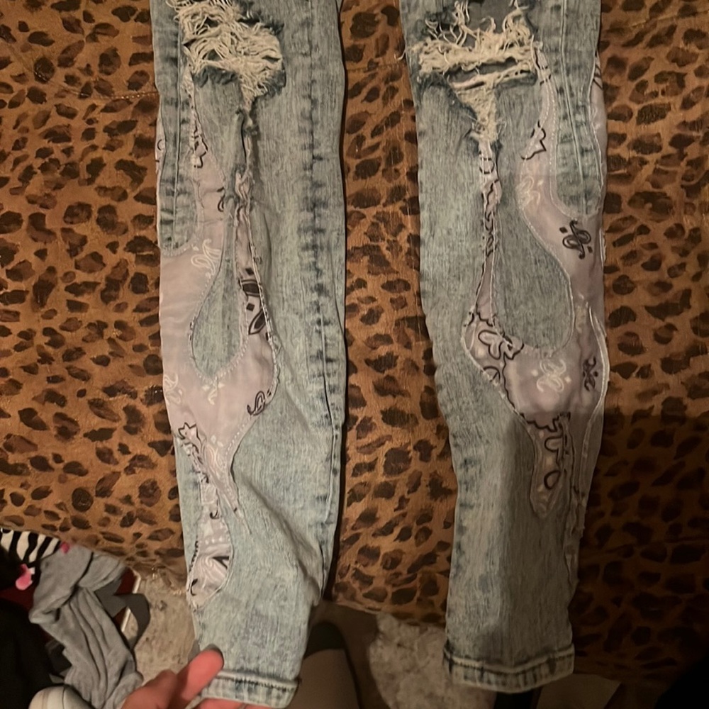 custom blue flame jeans